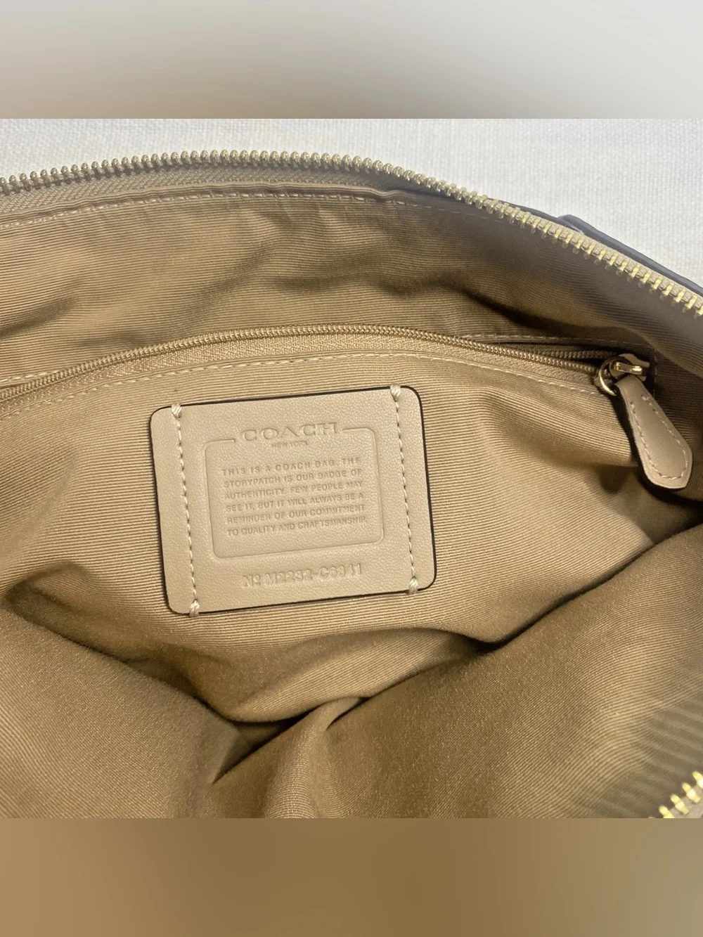 Coach Tri-Tone Leather Satchel - Cream, Tan & Navy